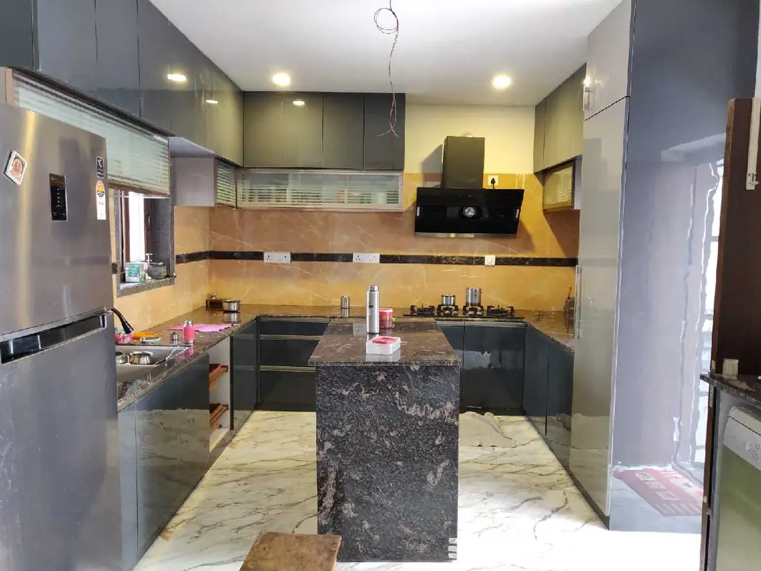 Granite & Wood Island Kitchen